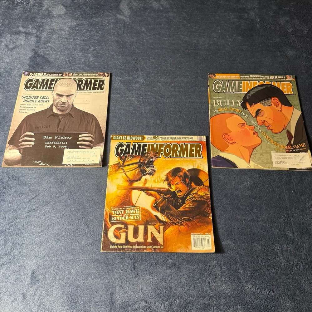 Game Informer Magazine Lot of 3 Splinter Cell Bully Gun